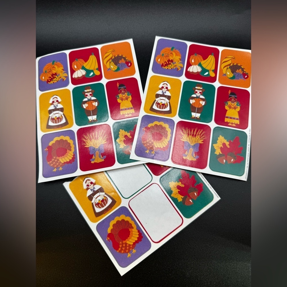 Vintage Eureka Thanksgiving Fall Stickers 1998 Pilgrims
